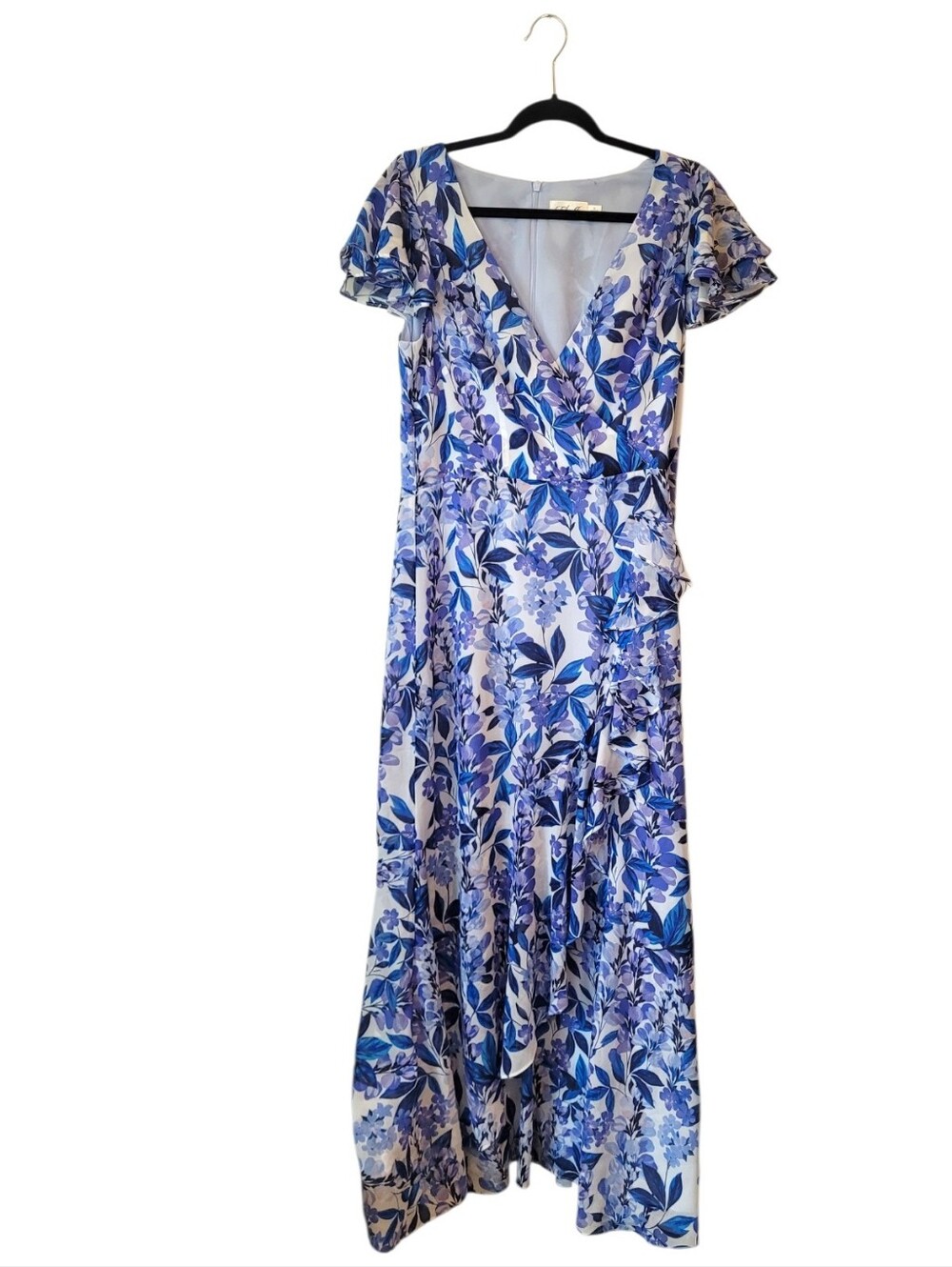 Eliza J Floral Blue V-Neck Maxi Dress Women's Size 12